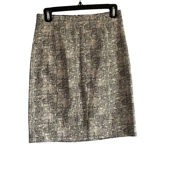 MM. Lafleur Crosby Pencil Skirt Black Cream Scribble‎ Jacquard Size 2 NWT - Picture 1 of 9